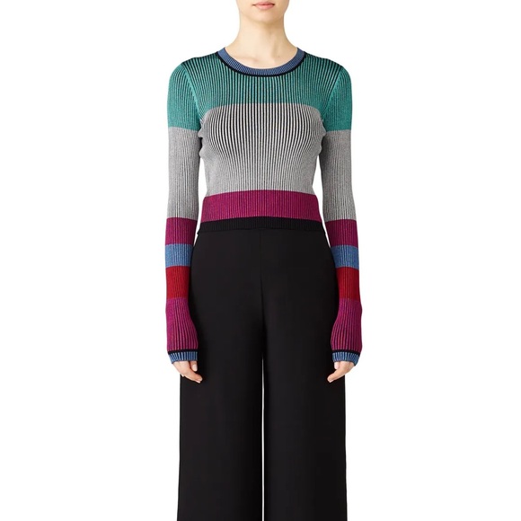 Diane von Furstenberg Ribbed Colorblock Top - Picture 2 of 13